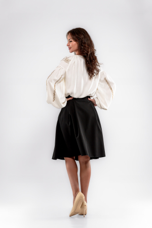 Bluza ivory cu broderie traditionala cu fir auriu vintage [2]