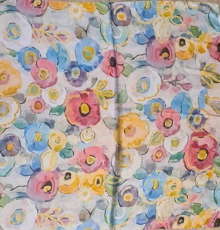 Esarfa flori de primavara  multicolore pe matase [1]