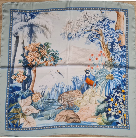 Artă pe mătase: eșarfă 70x70 cm cu design floral și exotic [1]