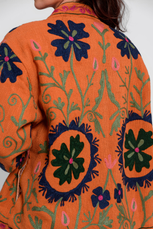 Jacheta oversize bumbac 100% cu broderie model peruvian [3]