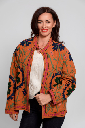 Jachete - Jacheta oversize bumbac 100% cu broderie model peruvian