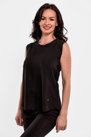 Bluze elegante - Maieu cu volanas la gat si rascroi_negru