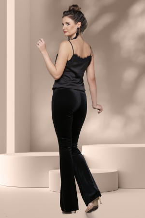 Tricouri/Topuri - Maieu satin negru cu bretelute subtiri