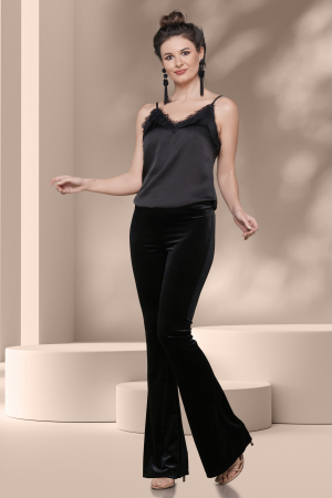 Tricouri/Topuri - Maieu satin negru cu bretelute subtiri