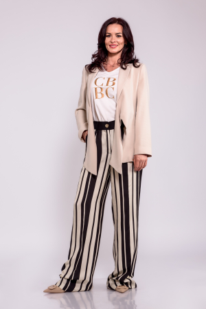 Pantaloni - Pantalon Cristina Barros wide leg cu dungi