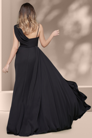 Rochie de ocazie neagra lunga sirena cu trena [1]