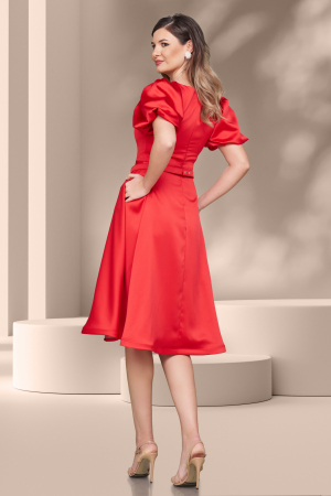 Rochie de seara rosie in clos cu maneca bufanta [1]