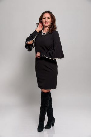 Rochii elegante - Rochie Effect cu maneci ample accesorizata cu perle