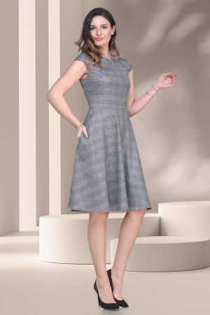 Rochie Effect gri cu carouri in clos [4]
