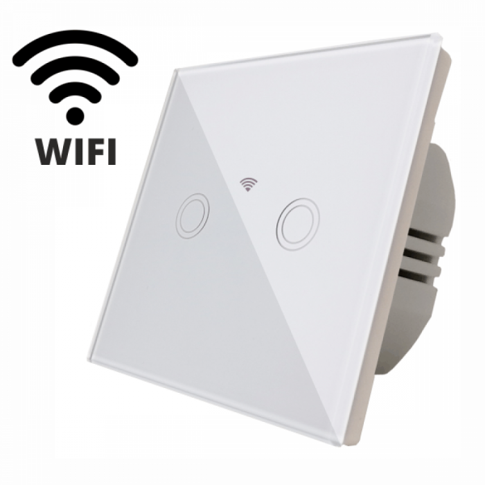 Intrerupator touch dublu WI-FI, alb [2]