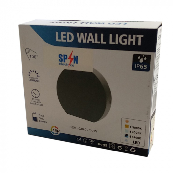 EVL371-SPN75946 Aplica LED Perete Semicerc fi135, 7W, 6000K, lumina rece, cu protectie IP65 [4]