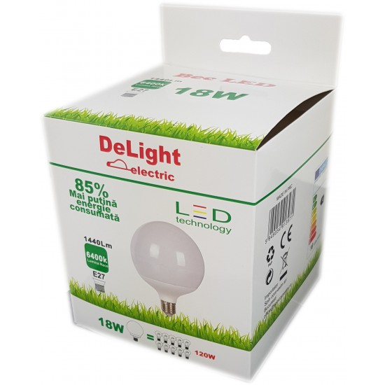 Bec Led E27, model G120, 18W=120W, 6400K, lumina rece [2]