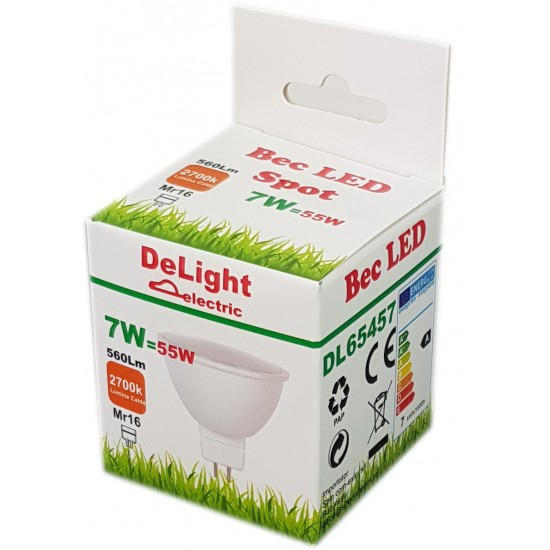 Bec Led MR16, model R50, 7W=55W, 2700K, lumina calda [2]