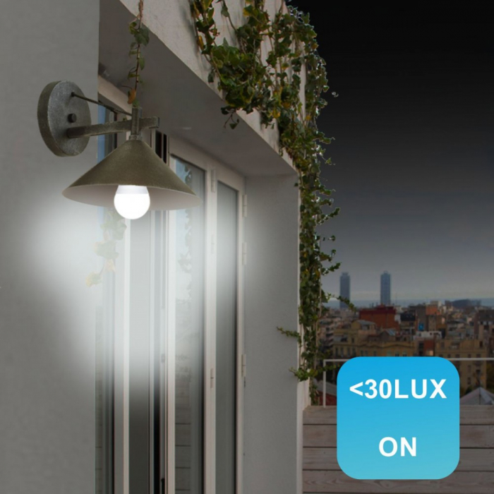 Bec LED cu Fotocelula, model glob A60, 9W=85W, 6400k, lumina rece [3]