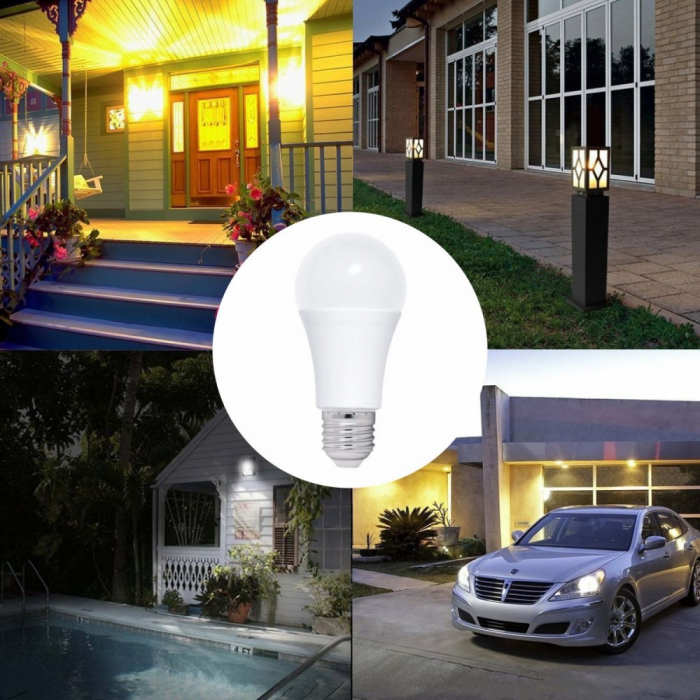 Bec LED cu Fotocelula, model glob A60, 9W=85W, 6400k, lumina rece [4]