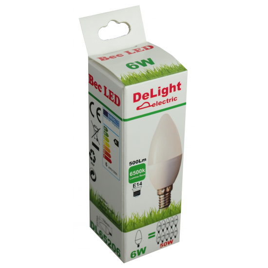 Bec Led Lumanare E14, model C37, 6W=50W, 6500K, lumina rece [3]