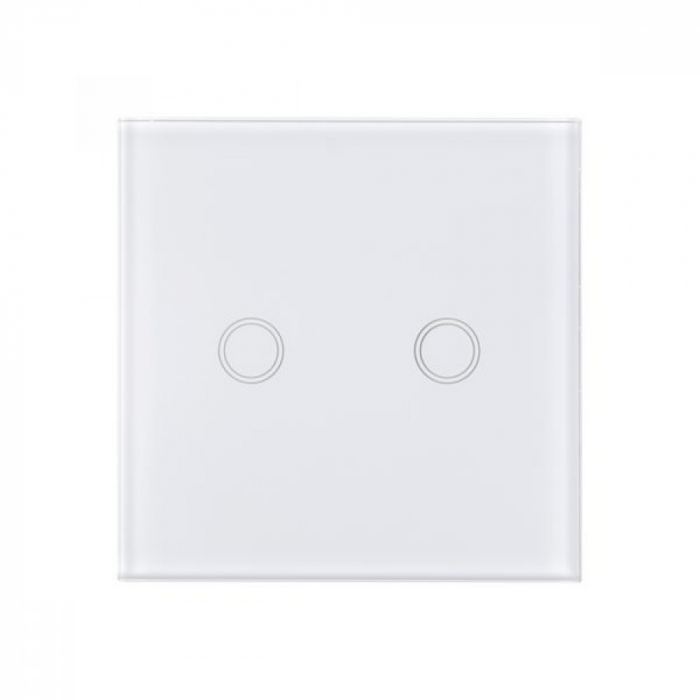 Intrerupator touch dublu + telecomanda RF, sticla securizata, alb [2]