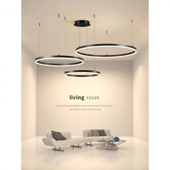 Lustra LED Negru 3cecuri 60cm+40cm+30cm cu Telecomanda wifi 2.4G lumina/rece/calda/neutra intensitate reglabila [2]