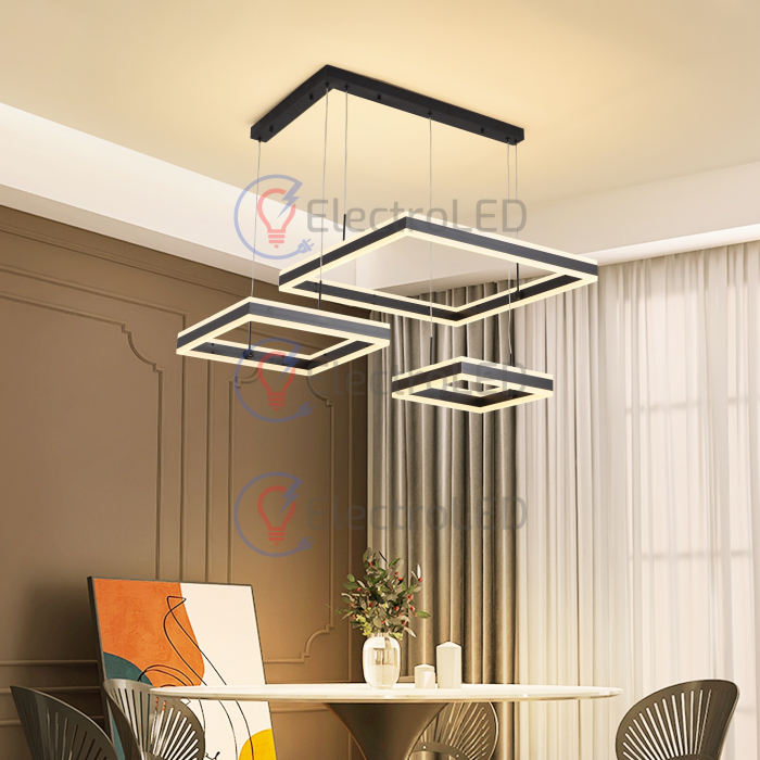 Lustra LED Tara Square 416W, negru, 3 faze de lumina [4]