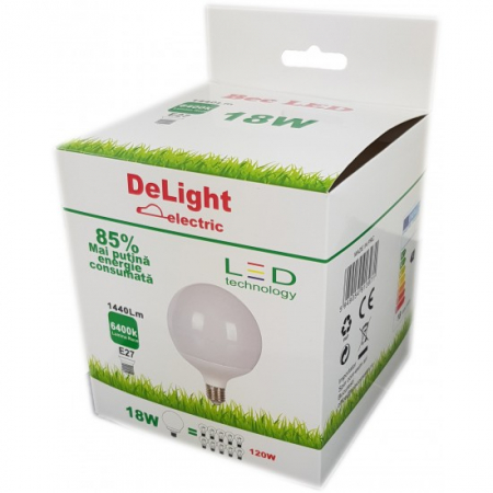 Bec Led E27, model G120, 18W=120W, 6400K, lumina rece [1]