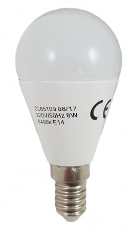 Becuri LED - Bec Led Sferic E14, model G45, 8W=60W, 4100K, lumina neutra