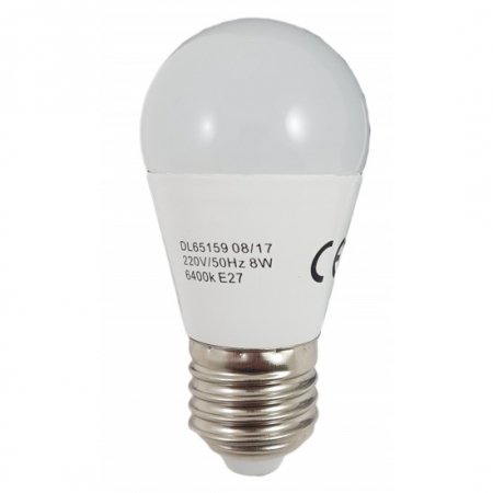 Becuri LED - Bec Led Sferic E27, model G45, 8W=60W, 6400K, lumina rece