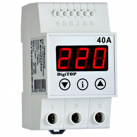 Relee Protectie - DIGITOP Releu protectie tensiune pe sina DIN 40A VP-40A 380148