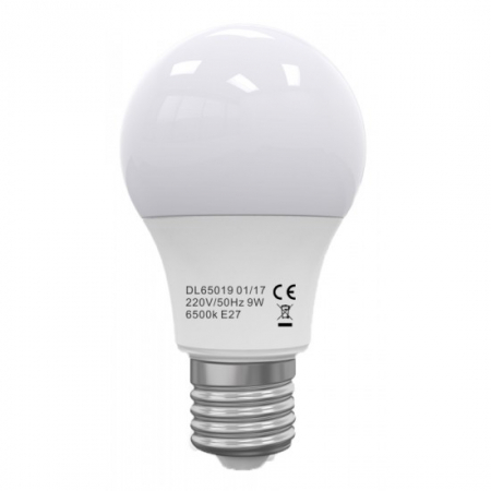 Becuri LED - Bec Led E27, model glob A60, 9W=75W, 6400K, lumina rece, ore functionare 15.000