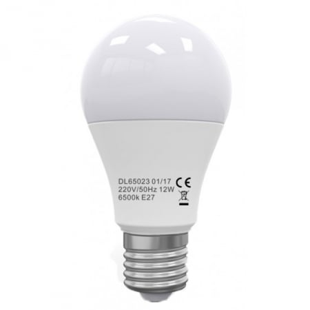 Becuri LED - Bec Led E27, model glob A60, 12W=100W, 2700K, lumina calda, ore functionare 15.000
