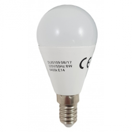 Becuri LED - Bec Led Sferic E14, model G45, 8W=60W, 2700K, lumina calda