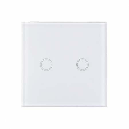 Intrerupator touch dublu + telecomanda RF, sticla securizata, alb [1]