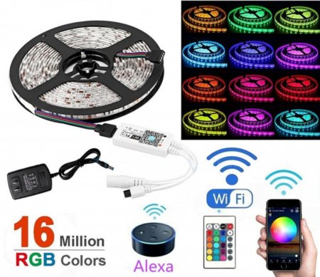 Profil Banda LED - Kit Banda LED RGB cu Telecomanda+WI-FI 60 LED/m 10W/m 12V