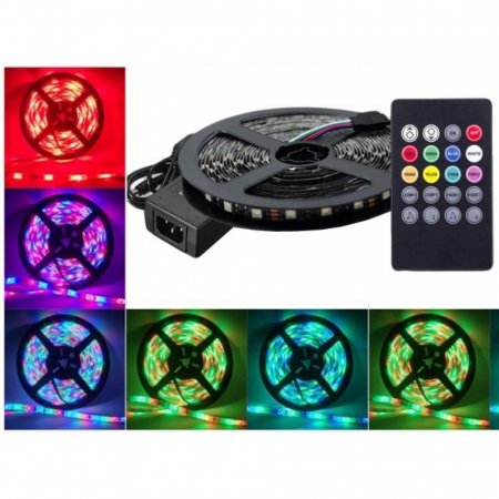 Profil Banda LED - Kit Banda LED RGB Muzica cu Telecomanda 54 LED/m 10W/m 12V