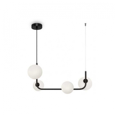 Lustre LED Suspendate - Lampa Suspendata Negru Cu 4 Glob Alb Mat E27x4