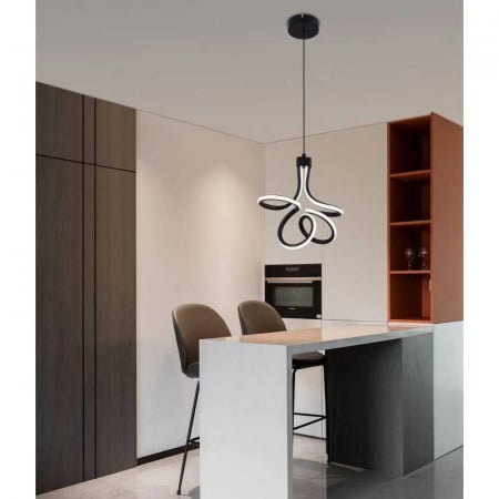 Lustre LED Suspendate - Lustra LED 30W Negru Cu 3 Functii Lumina Rece/Calda/Neutra