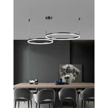 Lustre LED Suspendate - Lustra LED Auriu 2 cecuri 60cm+40cmcu Telecomanda wifi 2.4G lumina/rece/calda/neutra intensitate reglabila