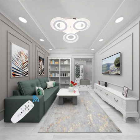 Lustre LED aplicate - LUSTRA LED CERCURI 70W CU 3 BRATE 3 CULORI+IR 470x85mm