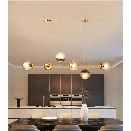 Lustre - Lustra LED cu 6 X e14 Sticla Chihlimbar Becurile Nu Sunt Incluse