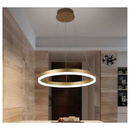 Lustre LED Suspendate - Lustra LED D60CM Minimalist Ring cu Telecomanda wifi 2.4G Gold lumina/rece/calda/neutra intensitate reglabila