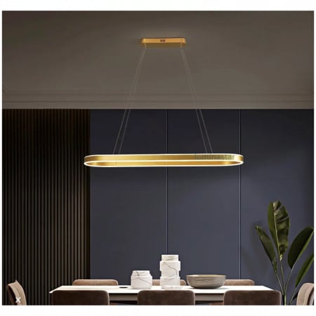 Lustre LED Suspendate - Lustra LED Minimalist Auriu cu Telecomanda wifi 2.4G lumina/rece/calda/neutra intensitate reglabila