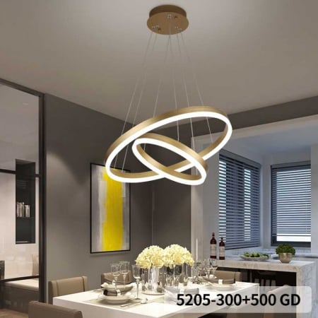 Lustre LED Suspendate - Lustra LED Minimalist Ring cu Telecomanda wifi 2.4G Gold lumina/rece/calda/neutra intensitate reglabila