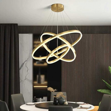 Lustre LED Suspendate - Lustra LED Minimalist Ring cu Telecomanda wifi 2.4G Gold lumina/rece/calda/neutra intensitate reglabila