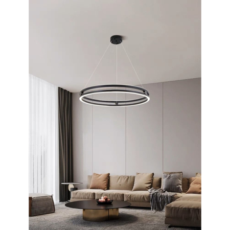 Lustre LED Suspendate - Lustra LED Minimalist Ring Diametru 40cm cu Telecomanda wifi 2.4G Negru lumina/rece/calda/neutra intensitate reglabila