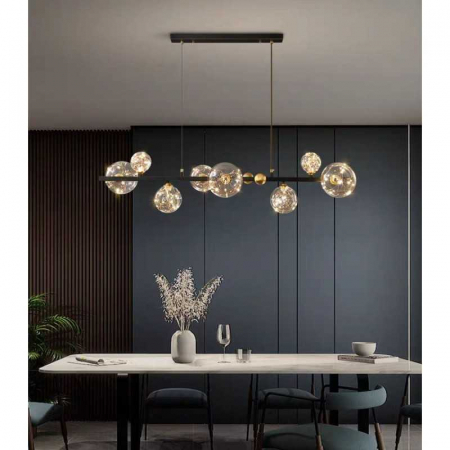 Lustre LED Suspendate - Lustra LED Moderna 70W Cu 8 Glob Transparent