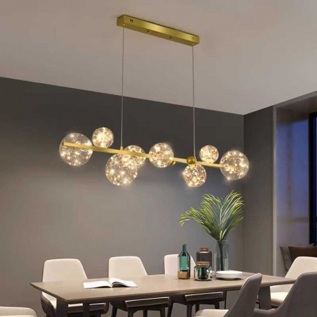 Lustre LED Suspendate - Lustra LED Moderna 70W Cu 8 Glob Transparent