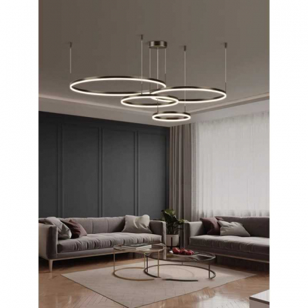 Lustre LED Suspendate - Lustra LED Negru 4 cecuri 60cm+50cm+40cm+30cm cu Telecomanda wifi 2.4G lumina/rece/calda/neutra intensitate reglabila