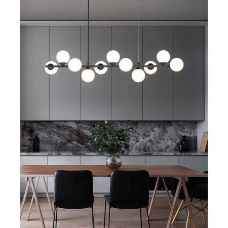 Lustre - Lustra LED Negru cu 11 Glob Alb Mat G9 Becurile Nu Sunt Incluse