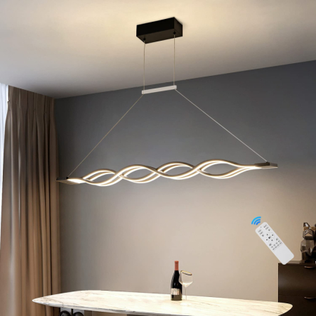 Lustre LED Suspendate - Lustra LED Negru cu Telecomanda wifi 2.4G lumina/rece/calda/neutra intensitate reglabila