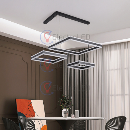 Lustre LED Suspendate - Lustra LED Tara Square 416W, negru, 3 faze de lumina