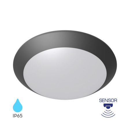 Plafoniere cu Senzor - PLAFONIERA CU SENZOR 1xE27 NAPOLI-PC D:270mm IP65 GRI